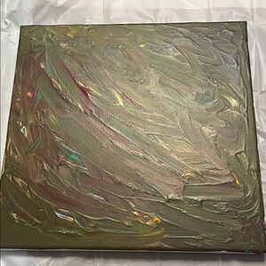Handmade Abstract Gold and Green Canvas Art